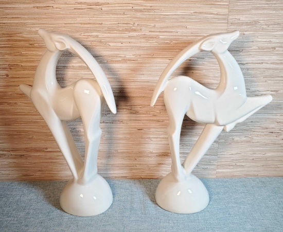 Pair of Haeger Pottery Leaping Gazelles