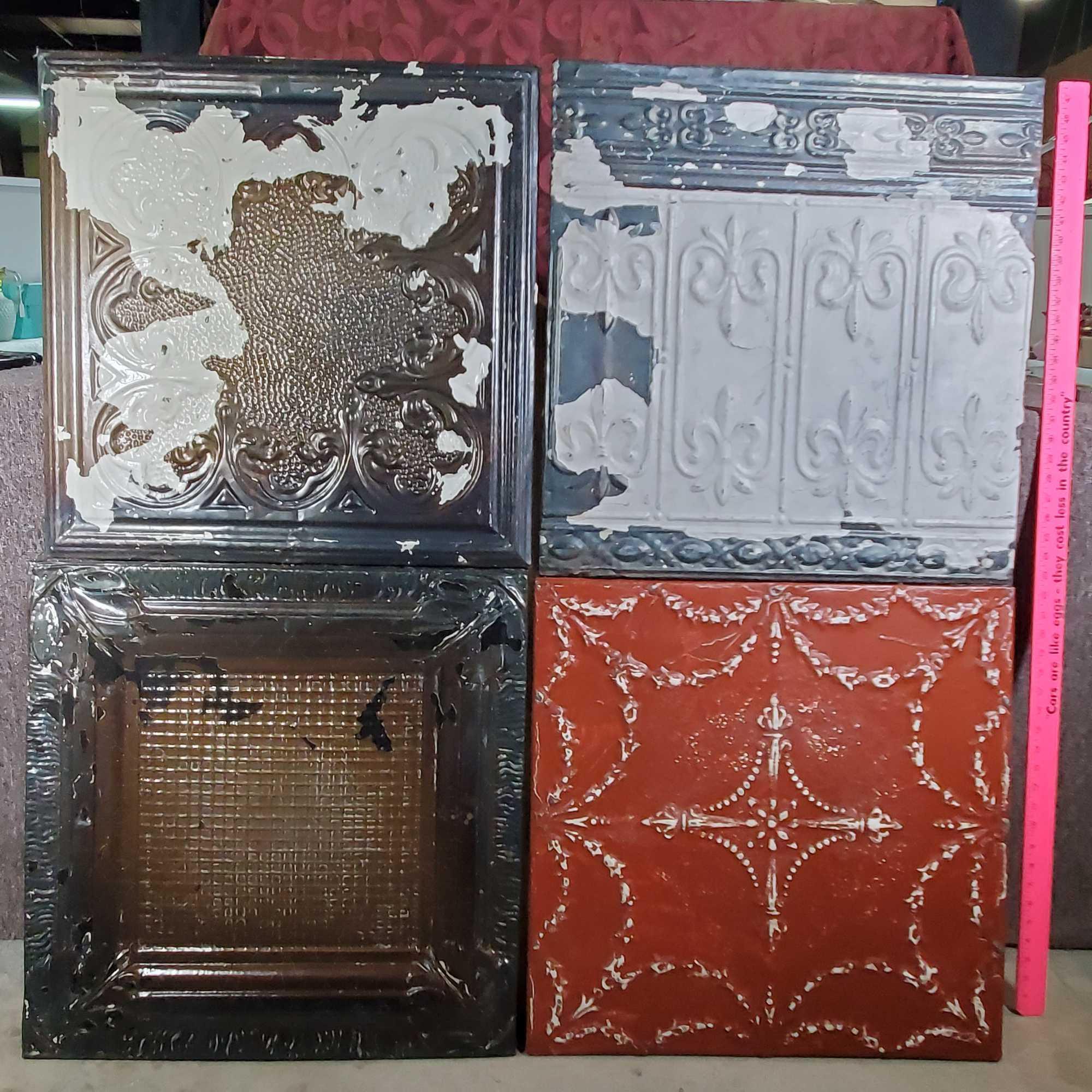 4 Antique 24 x 24 Pressed Tin Ceiling Tiles With Proxibid