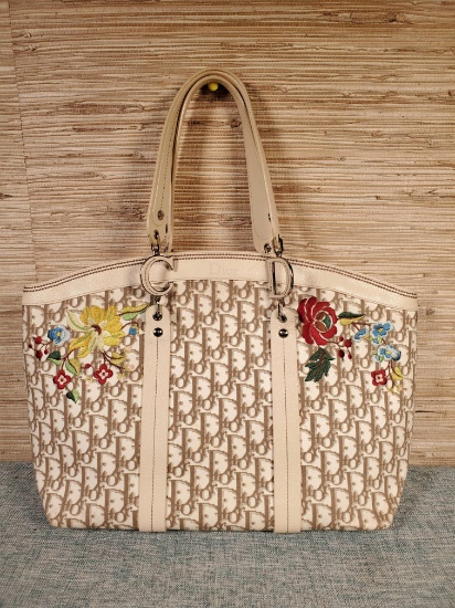 Authentic Pre-Owned Floral Embroidered Christian Dior Trotter Tote Handbag