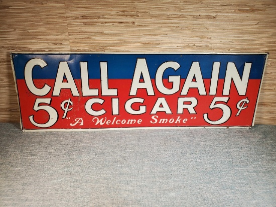 Vintage Tin "Call Again" 5 Cent Cigar