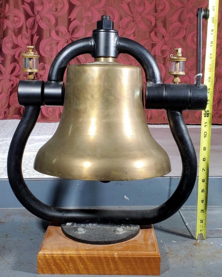 Antique Train Locomotive Bell on Display Stand