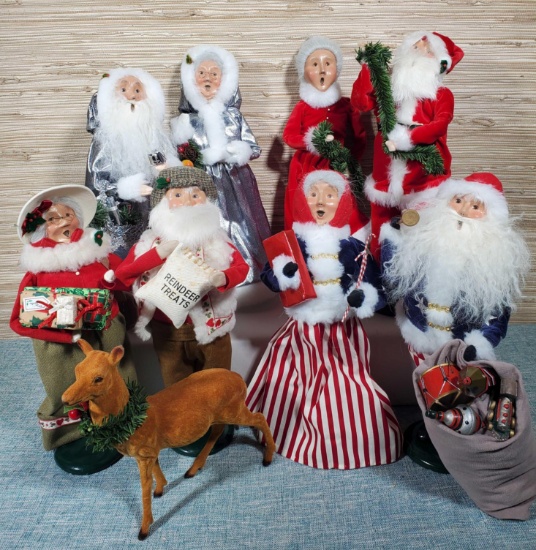 4 Sets of Vintage Byer's Choice Carollers Mr. & Mrs. Santa Claus