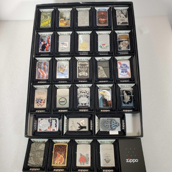 Grouping Of 27 Zippo Lighter In Original Boxes New Old Stock