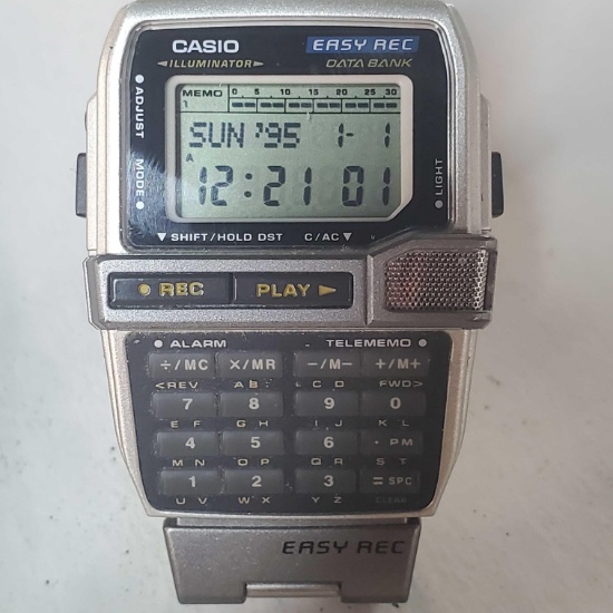Vintage Rare 1995 Casio DBC-V50 Digital Watch Calculator Easy Rec Data Bank Telememo