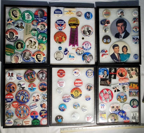6 Trays of Vintage Presidential and Political Campaign Buttons and Related Items
