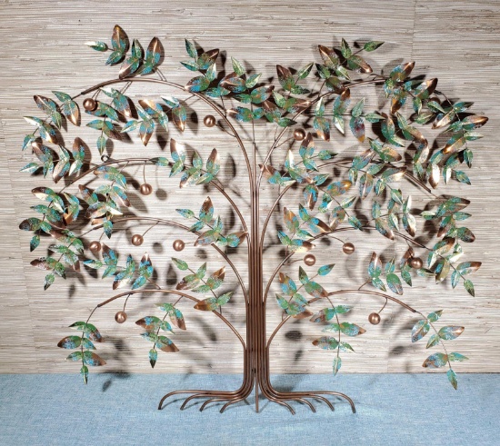 1977 Signed Jere Copper Tree of Life with Enameling