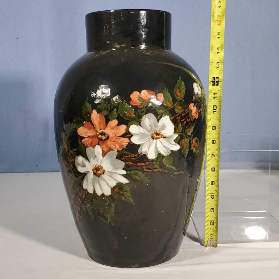 Monumental 16.5" Rookwood 1880 Sand Jar with Albert R Valentein Hand Painted Floral Glaze
