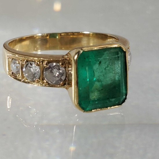18K Yellow Gold Emerald & Diamond Ring | Jewelry, Gemstones & Watches ...