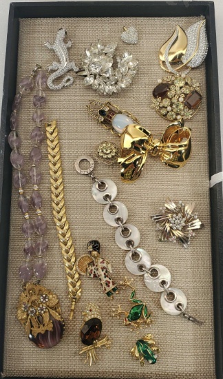 Tray lot Of Vintage Designer Costume Pennino Brothers Jewelry And More