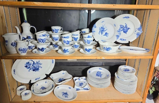 Over 100 Pcs. of Vintage Royal Copenhagen Blue Flower China Dinnerware