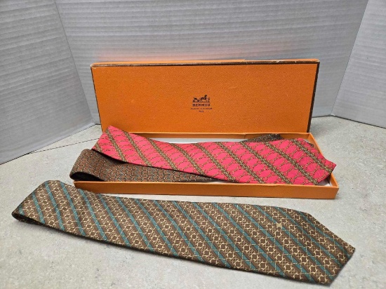 2 Men's Vintage Hermes Silk Ties and More
