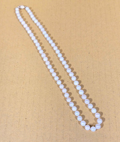Hand Knotted 6mm Pearl Necklace with 14k Gold Clasp
