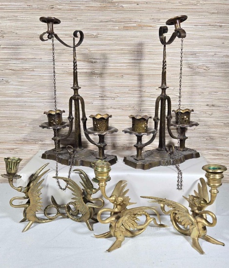 3 Pair of Candleholders Incl. Dragons & Arts & Crafts