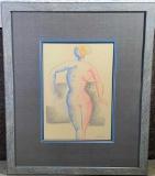 Helmut Preiss Picasso-esque Pastel Figure Drawing