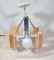 Mid Century Acrylic Wood & Chrome Hanging Chandelier Light