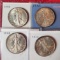 4 UNC to MS 64 Walking Liberty US Silver Half Dollars - 1943, 1944, 1946 & 1947 (Unofficially