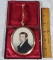 Early 1800s Miniature Portrait of Gentleman with Concave Glass Front & Open Plaited Hair Back Panel