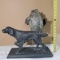 Bronze Fish Sculpture Vessel and Bronzed Finish Dog Statue