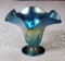 Arthur Nash Art Glass Vase With Luminous Iridescent Shades Of Blue & Gold