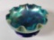 L.C.T. Louis Comfort Tiffany Blue Favrile Footed Master Salt Dish/ Petite Compote with 8 Ruffle Fim
