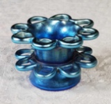 L.C.T. Louis Comfort Tiffany Blue Favrile Two Level Open Loop Flower Frog Arranger