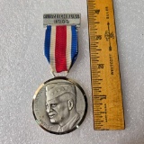 Very Rare 800 Silver Medal By Huguenin Of General D. Eisenhower 
