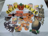 Vintage H E Luhrs Halloween Die Cut Wall Decorations & Double Sided Paper Pulp Pumpkin
