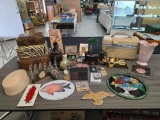 Estate Lot of Collectibles Incl. Stained Glass, Miniature Paintings, & More