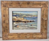 Original Jully Minno Impressionist Coastal Scene Oil Painting