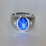 Men's Vintage Star Sapphire 14k Gold Ring
