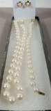 Pearl & 14K Yellow Gold Cultured Pearl Parure Necklace, Earrings % Bracelet