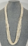 14K White & Yellow Gold Clasp With Diamonds & 12 Strand Seed Pearl Beads 30