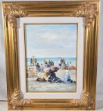 Original Jully Minno Impressionist Beach Scene Oil Painting
