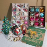 Vintage Christmas Ornaments incl. Ceramic Christmas Tree and Shiny Brite Ornaments