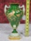 * Royal Worcester Porcelain 1898 Deep Green Pedestal Vase with Raised Bird Decoration