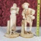 Royal Worcester Porcelain Inn Keeper and Tambourine Girl Blush Finish Hadley Figurines