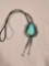 Large Old Pawn Attributed to James Mason Turquoise Sterling Silver Bolo