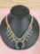 Vintage Navajo Native American Sterling Silver Turquoise Squash Blossom Necklace