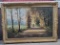 * George Deaca Oil on Canvas Landscape Painting of Forested Road with Horse and Wagon