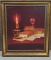 Mid Century Candle Light Oil On Canvas Srill Life Painting