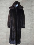 3/4 Length Mahogany Mink Coat with Detachable Hood
