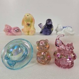 Lot Of Fenton Animals & Hat Paperweights