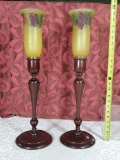 * Pair Of Ambro Candle Lamps #887 By Mount Washington And Pairpoint Glass Co.