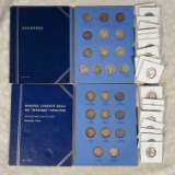 2 Partial US Silver Quarter Albums (Barber and Mixed Set) with 45 Silver Coins and 24 Later Carded