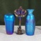 3 Aurene Art Glass Vases
