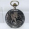 Ancre ligne Droite 15 Rubis Spiral Breguet Pocket Watch Niello Hunter & Dogs 800 Silver Case