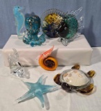 * 8 Animal & Sea Life Art Glass Pcs.