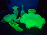 * 6 Pcs. Fenton Uranium Vaseline Glass