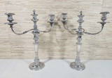 Pair of Antique English Matthew Boulton 3-Light Silver Plate Candelabras