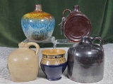 * Collection Of Vintage Small Salt Glazed Jugs, Bottles And Bowl